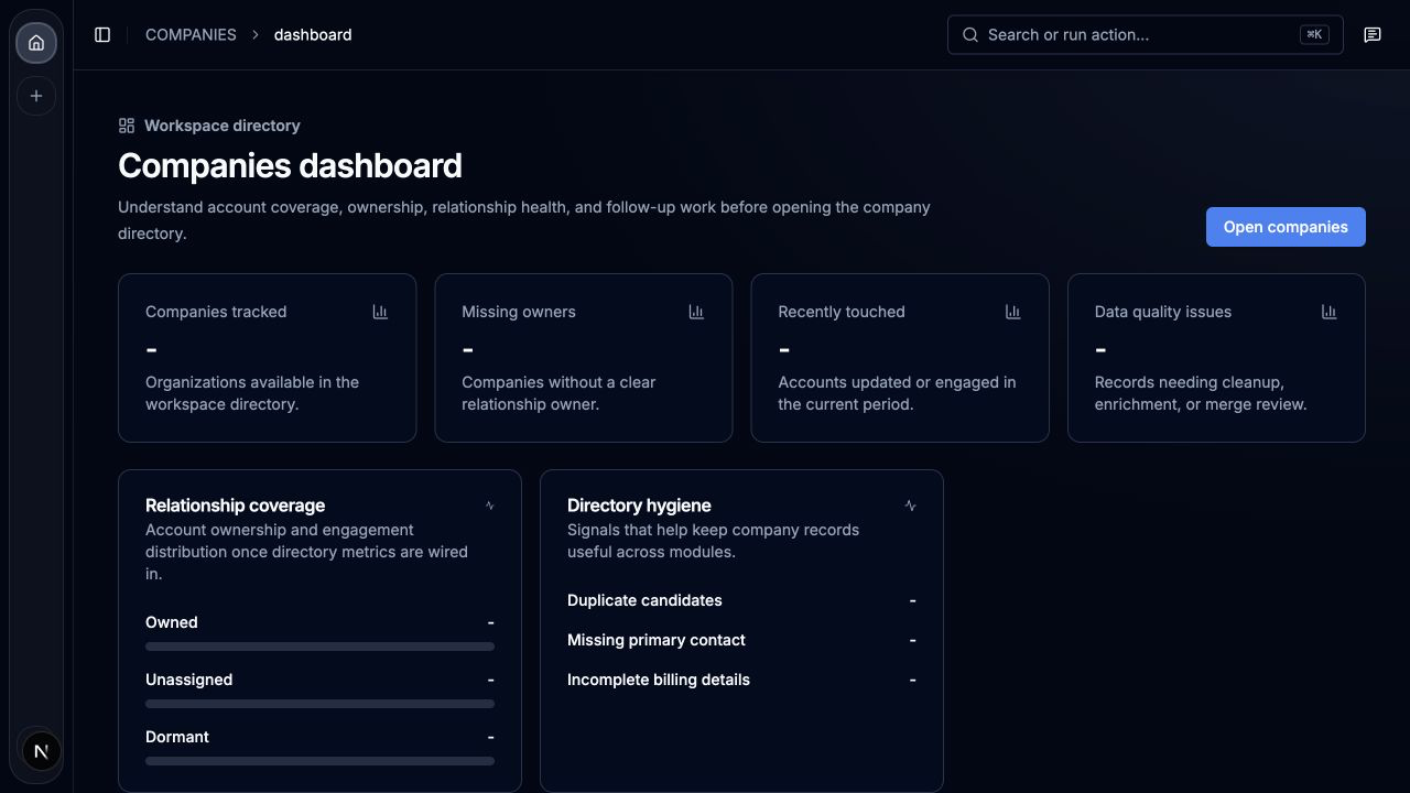 BinSuite Companies dashboard showing customer relationships and activity